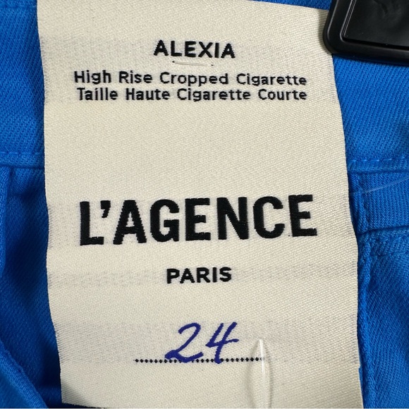 L’agence Women’s Alexia Crop Cigarette Denim Jeans High Rise Neon Blue 24 NWT - Picture 4 of 8